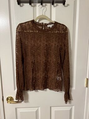 And Now This Brown Lace Layering Top